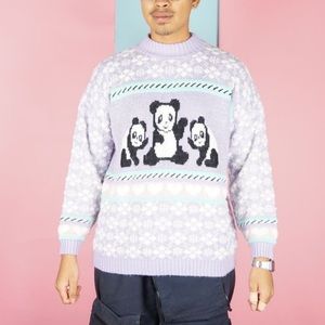 Amazing vintage 80s Adele Pastel panda sweater 💜